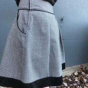 Maurice grey skirt w/black satin trim